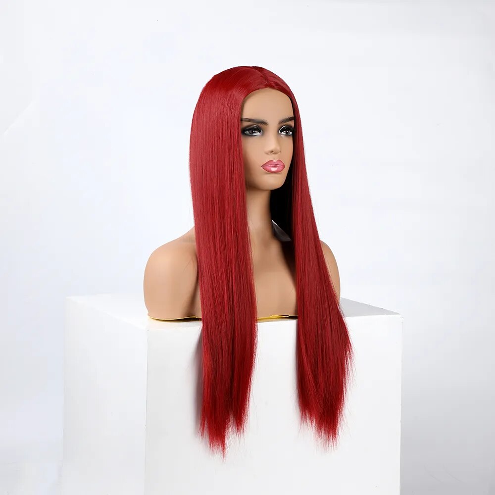 Peluca Queen Wiebke (Rojo vino)