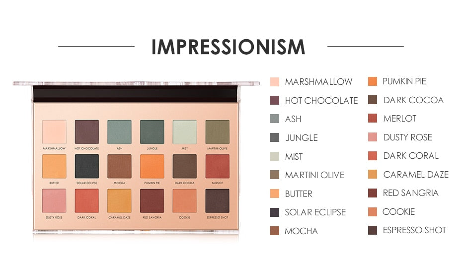 Paleta de Sombras de Ojos Profesional Mate 18 Colores