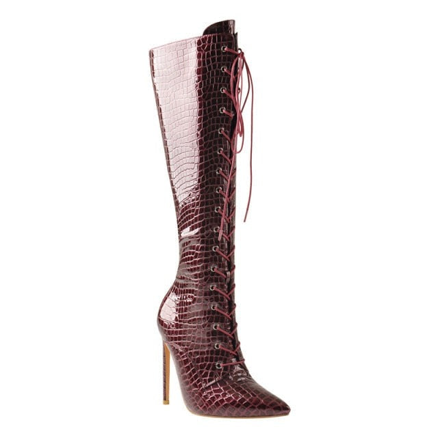 Botas Queen Khan (Rojo cocodrilo)