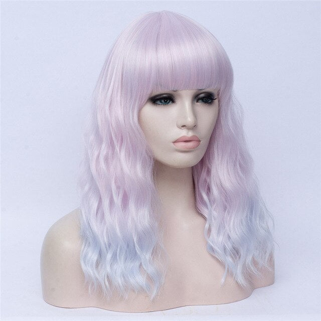 Peluca Queen Oled (Rosa claro y blanco)
