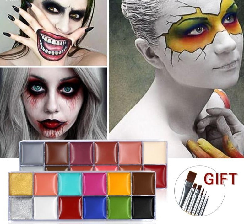 Set de 6 Pinceles + 24 Colores de Pintura Corporal al Óleo