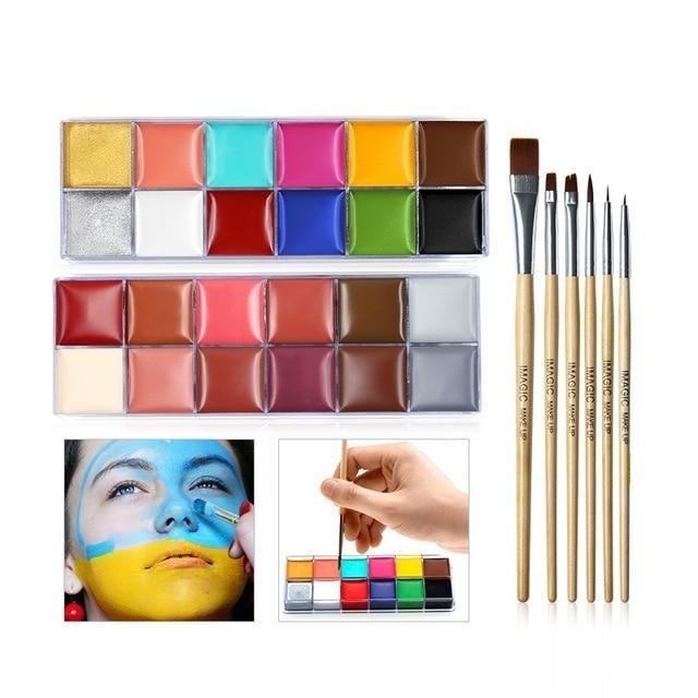 Set de 6 Pinceles + 24 Colores de Pintura Corporal al Óleo