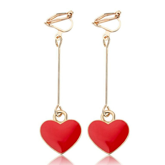 Pendientes de Clip Drag Coração (4 Colores)