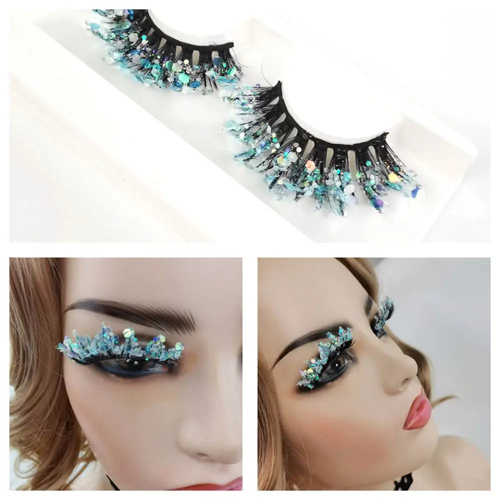 Pestañas postizas Queen Sequins (Azul hielo)