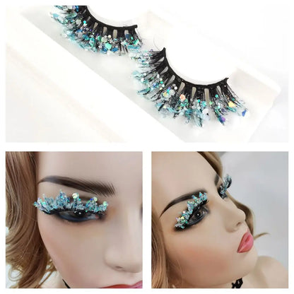 Pestañas postizas Queen Sequins (Azul hielo)