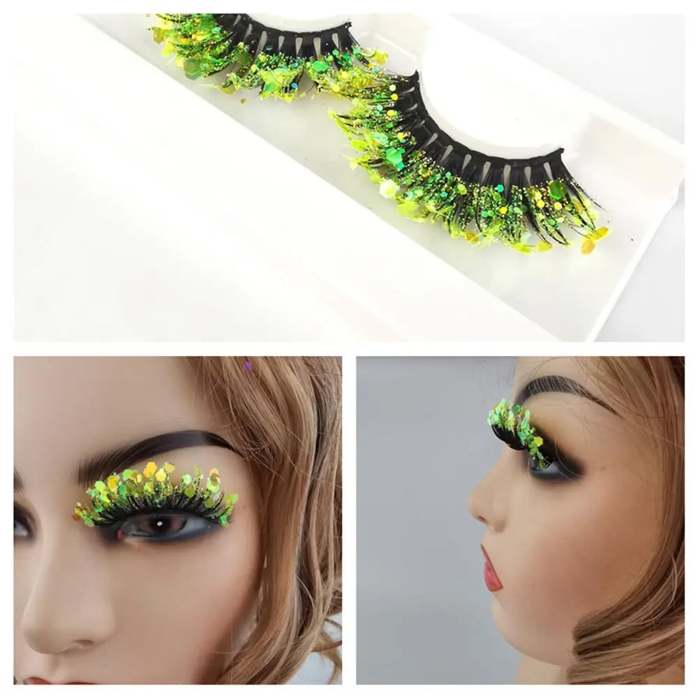 Pestañas postizas Queen Sequins (Verde limón)