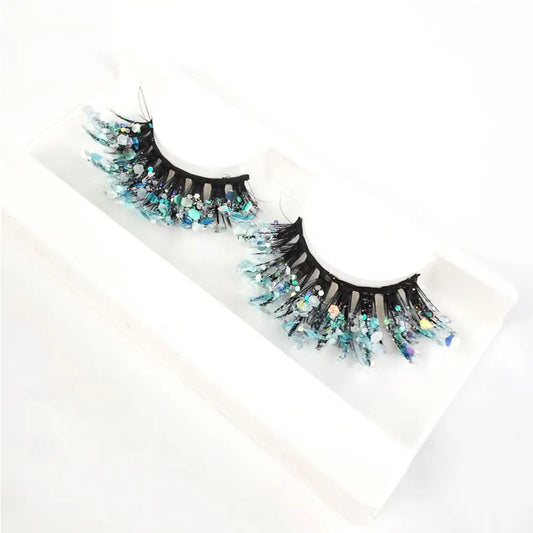 Pestañas postizas Queen Sequins (Azul hielo)