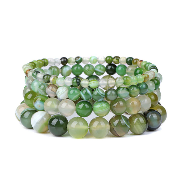 Pulsera Queen Ágata rayada (Verde claro)
