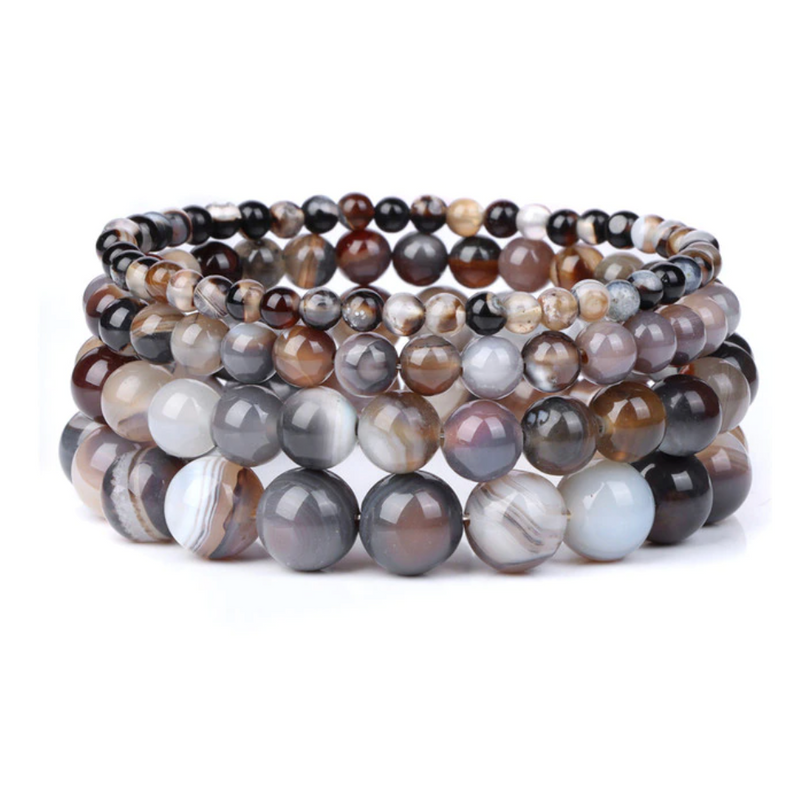 Pulsera Queen Ágata rayada (Gris)