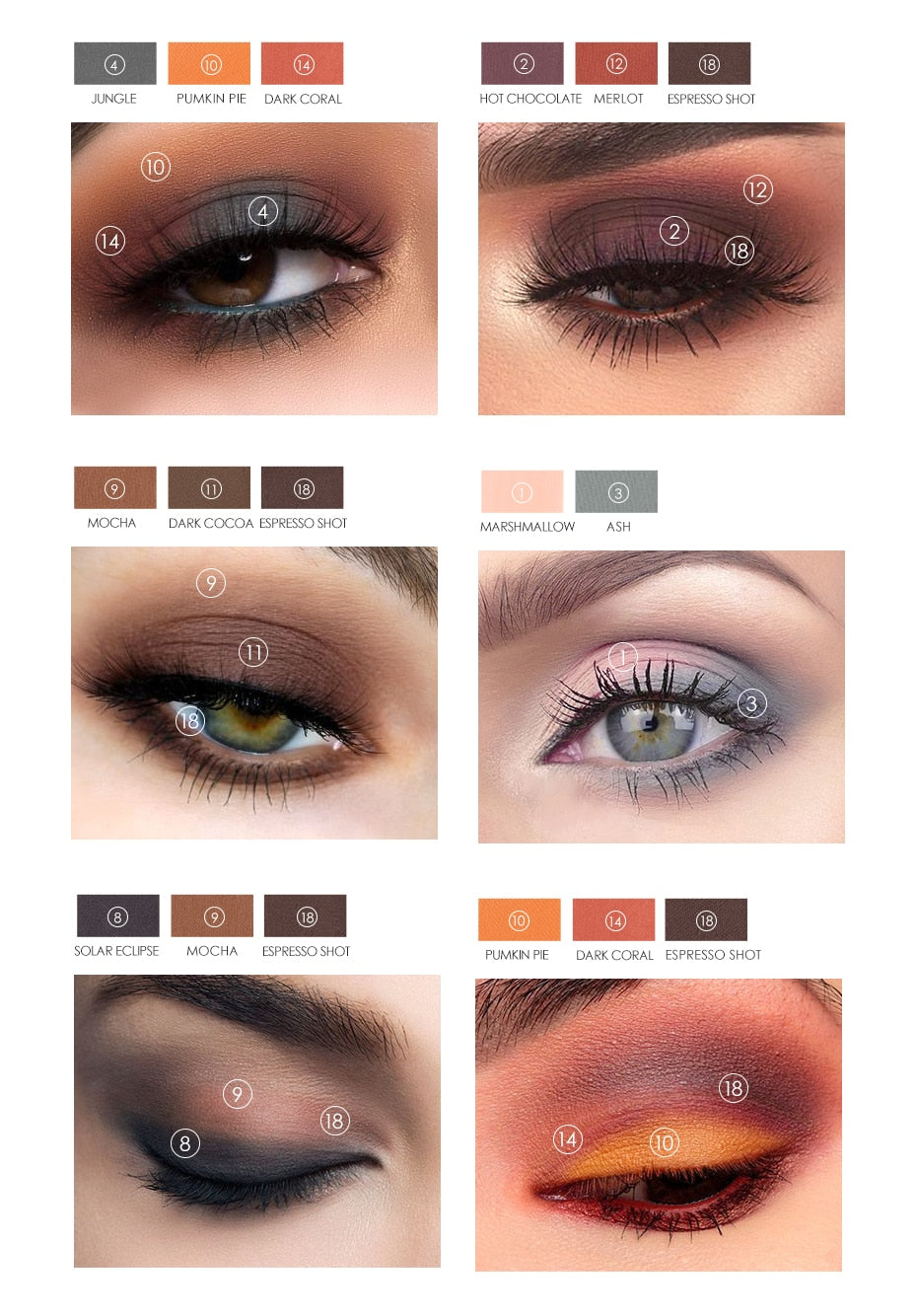 Paleta de Sombras de Ojos Profesional Mate 18 Colores