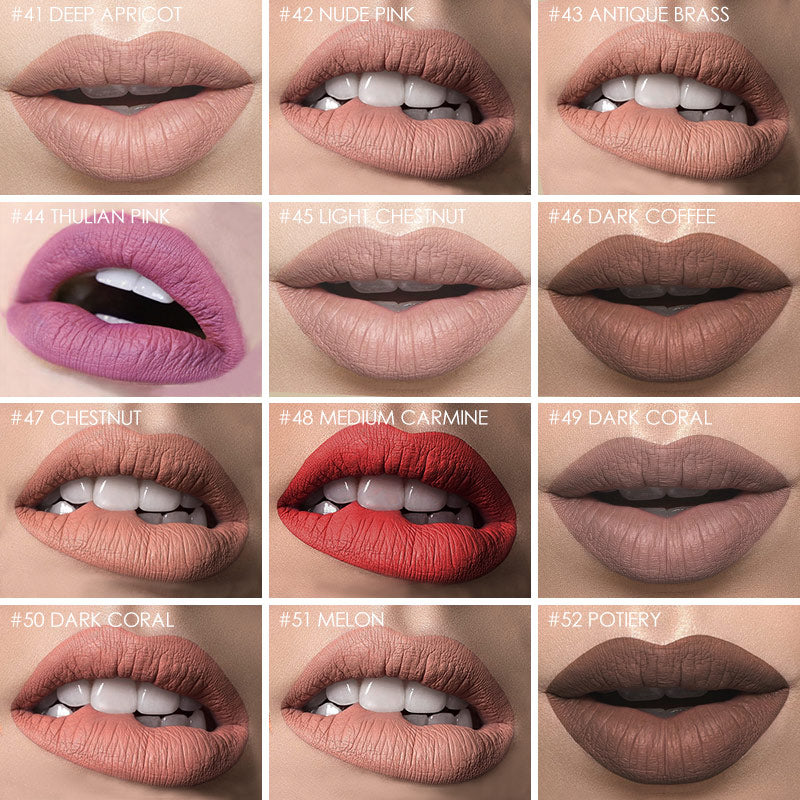 Lip Gloss Mate de Colores Cálidos (12 Colores)