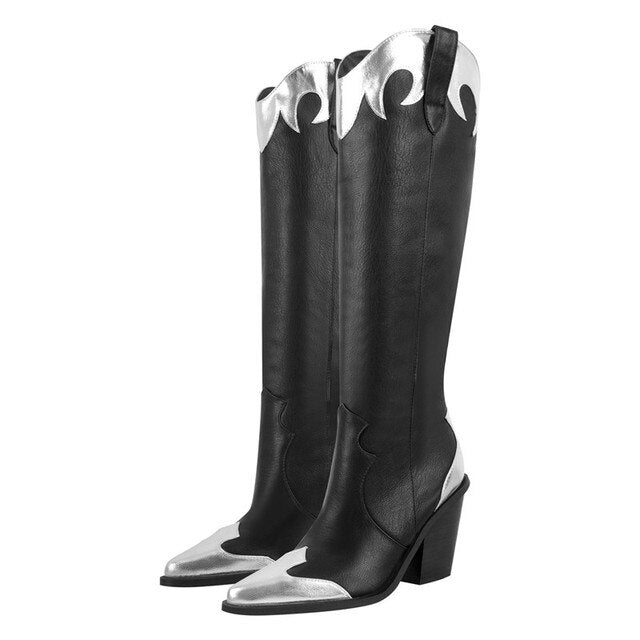 Botas Queen Tavered (Negro y plateado)